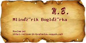 Mlinárik Boglárka névjegykártya